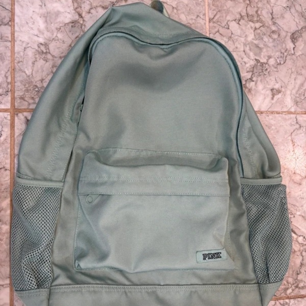PINK Victoria's Secret Mint Green Canvas Backpack